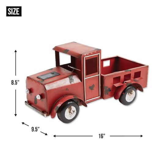 16" Red Truck Solar Light Planter